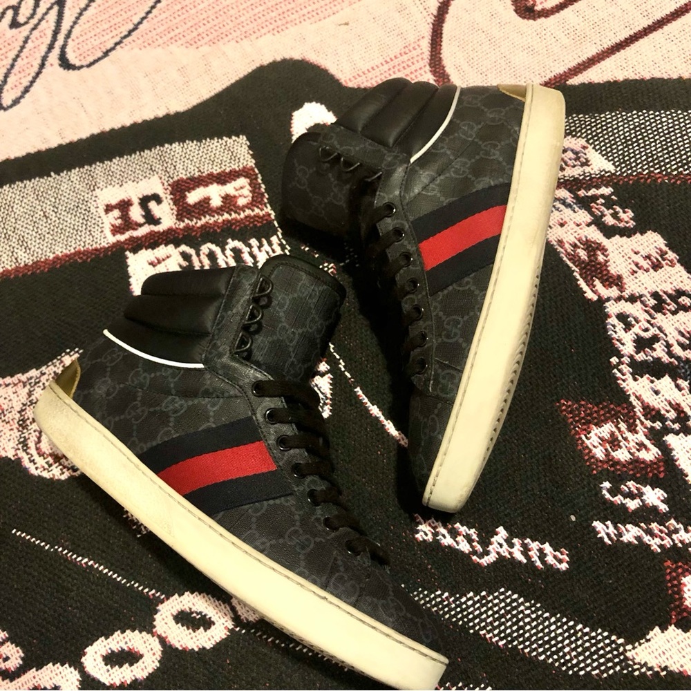 Gucci ace supreme high tops monogram shoes
